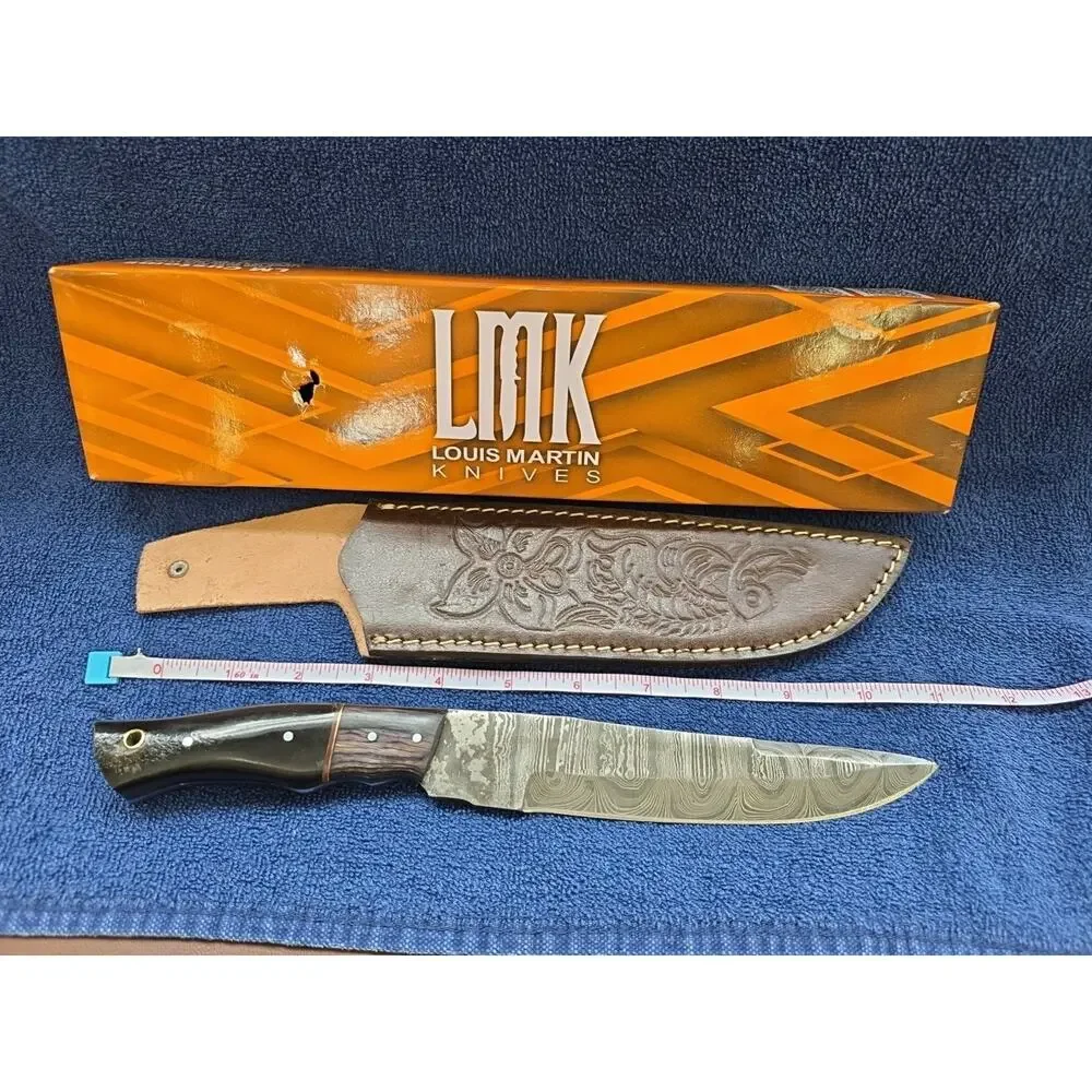 Hunting Bowie Knife 11 Inch Custom Made Forged Damascus Blade LMK Knives #9614